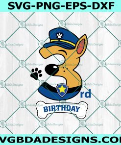Chase 3rd Birthday svg, Chase Birthday Svg, Chase three SVG, 3rd Birthday dog svg, patrol svg, Birthday dogs svg, 3rd Birthday Svg, Instant Download