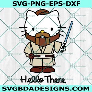 Hello There Hello Kitty Svg, Obi-Wan Kenobi Chibi SVG, Star Wars SVG PNG EPS DXF, File For Cricut, File For Silhouette, Instant Download