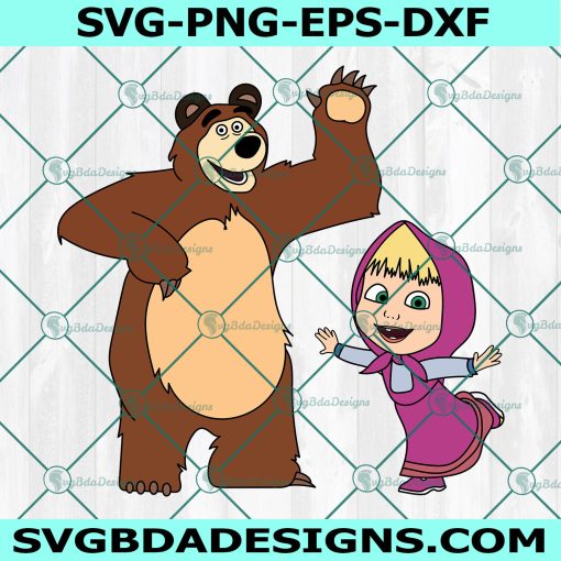 Masha and the Bear Svg, Party Supplies Svg, Birthday Kids Cake Topper Backdrop Svg, Instant Download