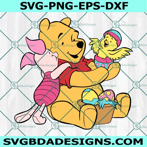 Pooh And Piglet Easter Eggs Svg, Winnie the Pooh Svg, Easter Bunny Svg, Happy Easter Day SVG PNG EPS DXF, File For Cricut, File For Silhouette, Instant Download
