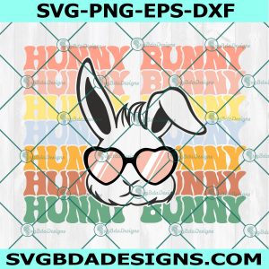 Stacked groovy Hunny bunny SVG, Easter bunny SVG, Retro Easter Svg, Bunny wearing sunglasses SVG, File For Cricut, File For Silhouette, Instant Download