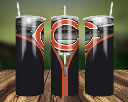 Chicago Bears Zipper Football PNG Sublimation Designs, 20oz Skinny Tumbler Chicago Bears Zipper PNG, Tumbler Wrap Straight Png, Instant Download