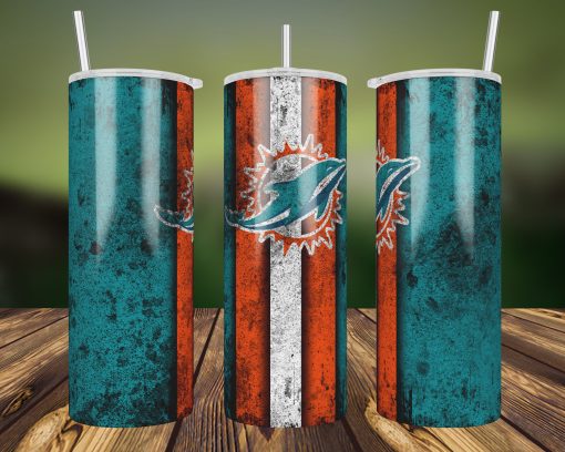 Miami Dolphins Grunge Tumbler Wrap, 20oz Skinny Straight, NFL Footbal Wrap Tumbler, Miami Dolphins Tumbler Wrap Png, Instant Download