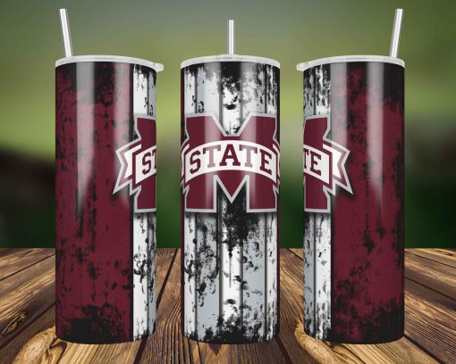 Mississippi State Grunge Tumbler Wrap, 20oz Skinny Tumbler Straight, NCAA Tumbler Wrap Png, Mississippi State Wrap Png, Instant Download
