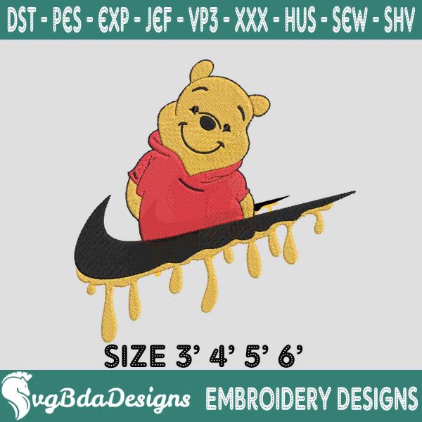 Nike x Winnie The Pooh Embroidery Design, Pooh Bear Embroidery Machine Designs, Nike x Winnie The Pooh Embroidery, Machine Embroidery Design