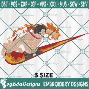 Portgas D. Ace x Nike Embroidery Machine, One Piece Embroidery Designs,Portgas D. Ace x Nike Embroidery Designs, Machine Embroidery Design