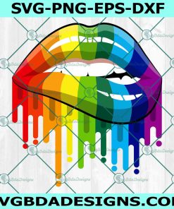 Rainbow Lips Svg, LGBT Pride Svg, Lips Art Svg, Dripping Lips Svg