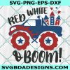 Red White and Boom Svg, Patriotic Monster Truck Svg, 4th of July Svg, Fireworks Truck Svg, American Truck Svg, File For Cricut, File For Silhouette, Instant Download