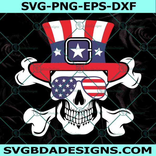 American Flag Sunglasses Skull SVG, Funny Skull 4th Of July SVG, Fourth Of July SVG, Patriotic Skull SVG, File For Cricut