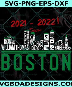 Boston Pro Basketball Team Skyline Names Svg, Boston Celtics Svg, 2022 NBA Playoffs Svg, NBA Champions 2022 Svg, File for Cricut, File For Silhouette