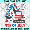 Happy 4th Of July Excavator SVG, Kids 4th July Shirt SVG, 4th Of July Boy SVG, Excavator Svg, File For Cricut