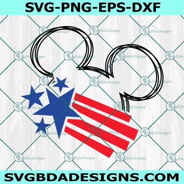 MIckey Head 4th of July Svg, 4th of july svg, Independence day svg, Fourth of July svg, Disney svg, File For Cricut Svg