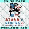 Messy Bun Stars Stripes And Reproductive Rights Svg, Pro Choice SVG, Patriotic Messy Bun SVG Svg, Women's rights Svg, 4th of July Svg