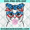 Patriotic Cat With Bandana Glasses Svg, 4th of July Svg, , Fourth of July Svg, Patriotic Cat Svg, File for Cricut, File For Silhouette