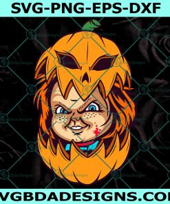Pumpkin Chucky Halloween Svg, Chucky SVG, Chucky Horror Movie SVG, Movie Character Killer SVG, Childs Play SVG, File for Cricut, File For Silhouette