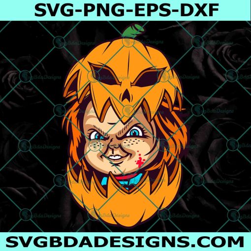 Pumpkin Chucky Halloween Svg, Chucky SVG, Chucky Horror Movie SVG, Movie Character Killer SVG, Childs Play SVG, File for Cricut, File For Silhouette