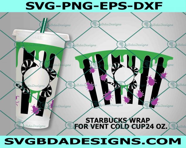 Beetlejuice Starbucks Cold Cup SVG, Halloween Svg, Beetlejuice svg, Full Wrap for Starbucks Svg, File For Cricut