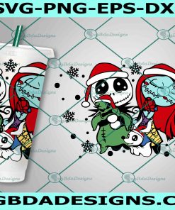 Before Christmas Starbucks Cup svg, Full wrap Jack Sally Oogie boogie No Hole svg, Christmas Starbucks Svg, File For Cricut
