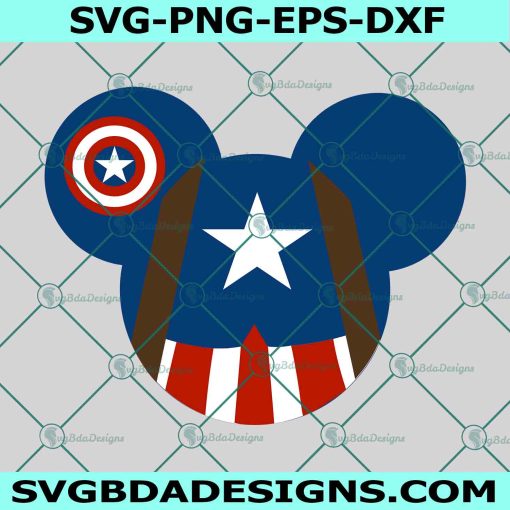 Captian American Mouse Head Svg, Captian American Svg, Marvel Superheros SVG, Disneyland Svg, Disney Mickey Mouse svg, File For Cricut