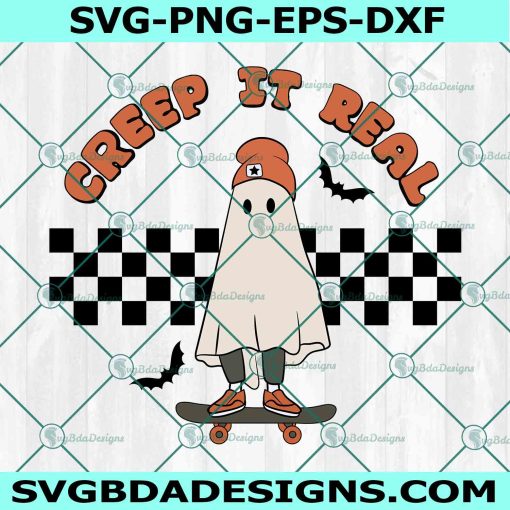 Ghost Creep It Real Svg Svg, Halloween Skateboard Svg, Ghost Svg, Halloween Svg, Boy Halloween Svg, File For Cricut