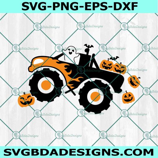 Halloween Monster Truck Svg, Pumpkin Monster Truck Svg, Boys Halloween Svg, Ghost Halloween Truck Svg, File For Cricut