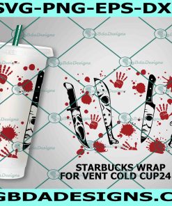Killer Bloody Knife Starbucks Cold Cup SVG, Halloween Svg, Bloody Knife svg, Full Wrap for Starbucks Svg, File For Cricut