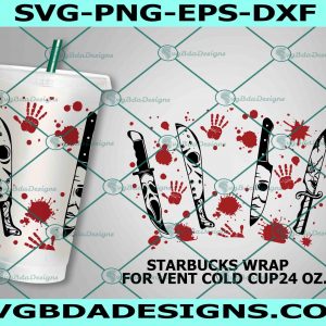 Killer Bloody Knife Starbucks Cold Cup SVG, Halloween Svg, Bloody Knife svg, Full Wrap for Starbucks Svg, File For Cricut