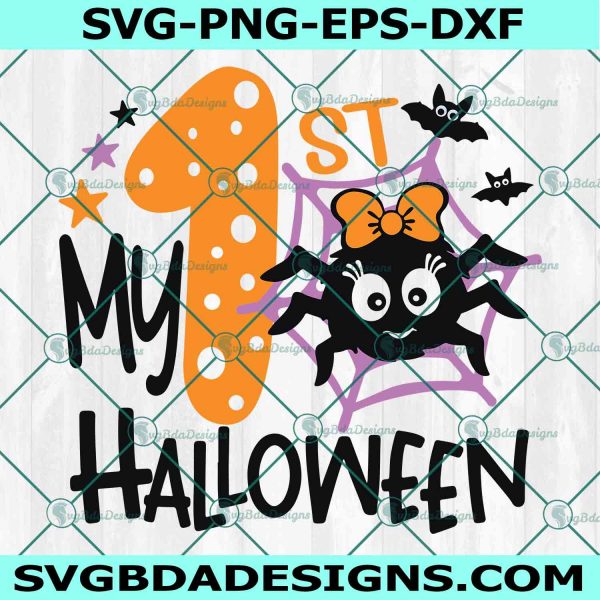 My 1st Halloween Svg, Cute Spider Svg, My First Halloween Svg, Baby Girl Halloween Svg, Kids Halloween Svg, File For Cricut