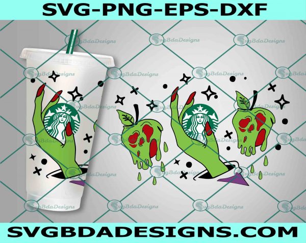 Poison Apple Starbucks Cup svg, Full Wrap Witch Poison svg, Halloween Starbucks Cold Cup Svg, Poison Apple  Svg, File For Cricut