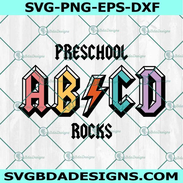 Preschool Rocks Svg, First day of School Svg, Preschool Svg, Back To School Svg, Rock and Roll Kids Svg, File For Cricut