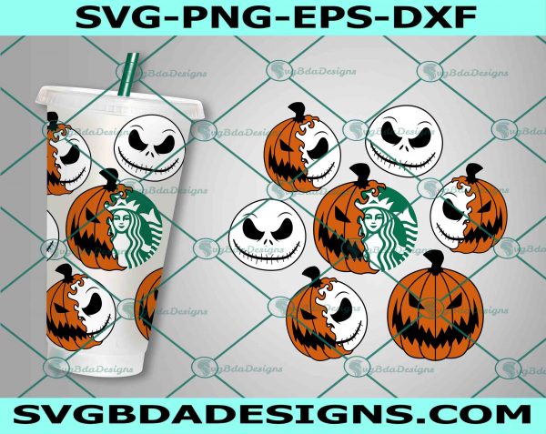 Pumpkin Jack Skellington Starbucks SVG, Halloween Starbucks Svg, Pumpkin Pumpkin Jack Skellington Svg, Full Wrap for Starbucks Svg, File For Cricut