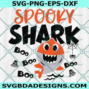 Spooky Shark Svg, Halloween shark Svg, Kids halloween Shirt