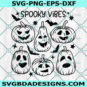 Spooky Vibes Pumpkin svg, Halloween Pumpkins SVG
