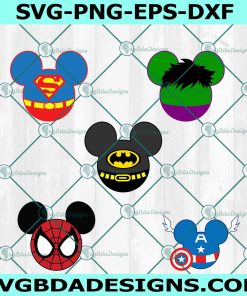 SuperHeros Head Mouse svg, SuperHeros Svg, Mickey Head Mouse Svg