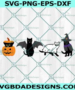Halloween Black Cat Svg, Ghost Svg, Cat Pumpkin Svg