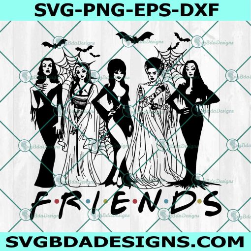 Halloween Friends Svg, Elvira Svg, Lily Munster Svg, Morticia Svg, Bride of Frankenstein SvG, Horror Squad Queens Svg, File For Cricut