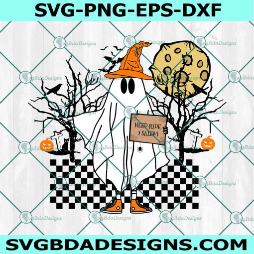 Hitchhiking Ghost Svg, Spooky Vibes Svg, Halloween Svg, Happy Halloween Svg, Cute Ghost Svg, File For Cricut