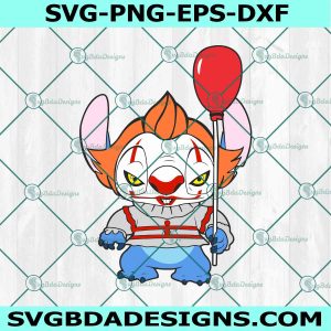 Pennywise IT x Stitch Svg, Stitch Svg, Pennywise IT Svg, Disney Halloween Svg, Horror Character Halloween Svg, File For Cricut