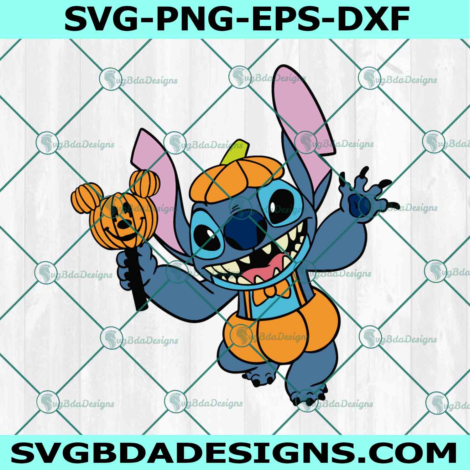 Pumpkin Head Mouse x Stitch Svg, Stitch Svg, Pumpkin Head Mouse Svg, Disney Halloween Svg, Horror Character Halloween Svg, File For Cricut