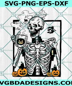 Skeleton Pumpkin Coffee Svg, Skeleton Coffee Svg