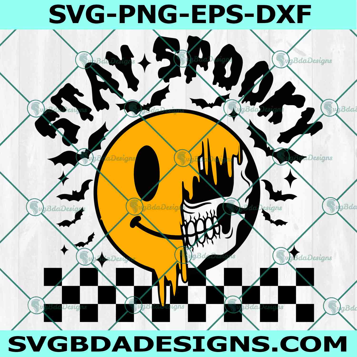 Smiley Skull Stay Spooky Svg, Smiley Skull Svg, Stay Spooky Svg, Halloween Svg, Spooky Face Svg, File For Cricut