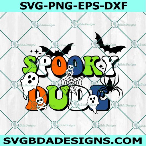 Spooky Dude Svg Png, Halloween Svg, Fall Svg, Autumn Svg, Boo Svg, Boho Wavy Stacked Svg, File For Cricut