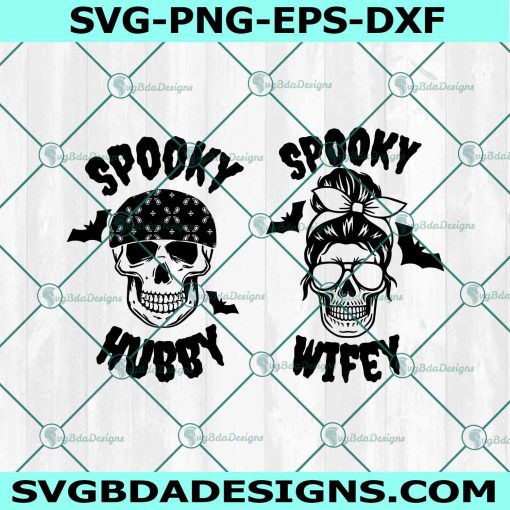 Spooky Hubby And Wifey Svg, Spooky Hubby SVG , Spooky Wifey SVG, Couple Halloween Shirt Svg, File For Cricut