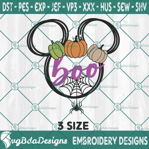 Boo Mickey Head  Embroidery Designs, Mickey Mouse Disney Embroidery Designs, Halloween Embroidery Designs, Fall Embroidery Design