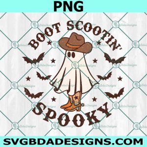 Boot Scootin Spooky Sublimation PNG, Boot Scoot Spooky png, Western Ghost png, Retro Halloween Design, Cowboy Ghost png