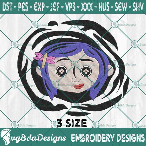 Coraline Button Eyes Embroidery Designs, Coraline Embroidery Designs, Halloween Embroidery Designs, Coraline Witch Girl Embroidery Design