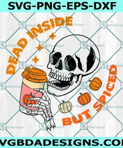 Dead Inside But Spiced SVG PNG, Skull Pumpkin Spice SVG