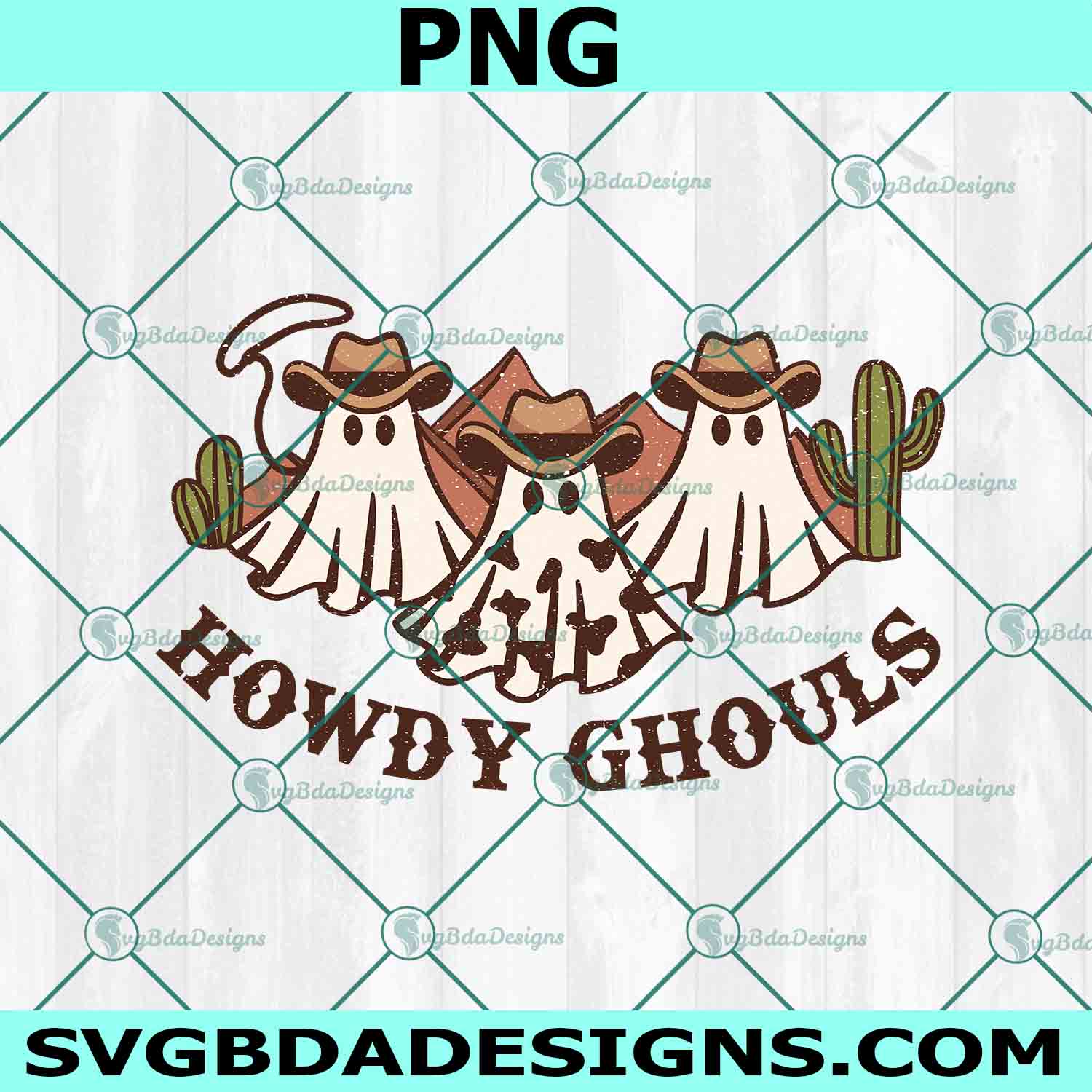 Howdy Ghouls Sublimation PNG, Howdy Ghouls png, Western Halloween Design, Cowboy Ghost png, Halloween png, Retro Halloween Sublimation PNG