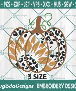 Leopard Pumpkin Embroidery Designs, Fall Pumpkin Embroidery Designs