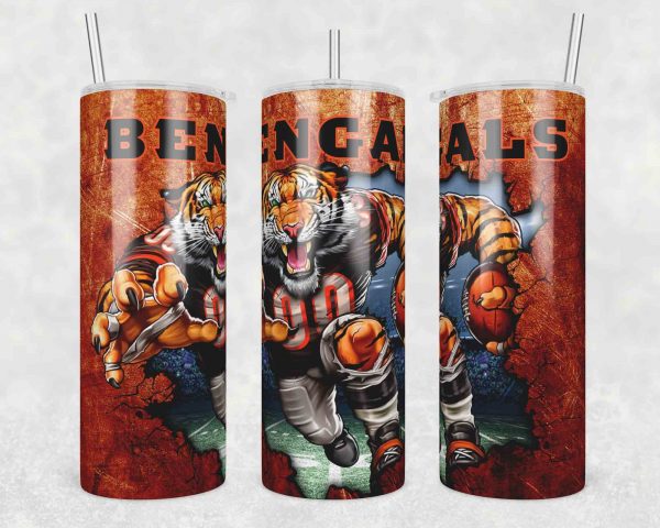 Mascot Cincinnati Bengals Tumbler Wrap, 20oz Tumbler Wrap, Mascot Cincinnati Bengals Png, NFL FOOTBALL Tumbler Wrap, Sport Png